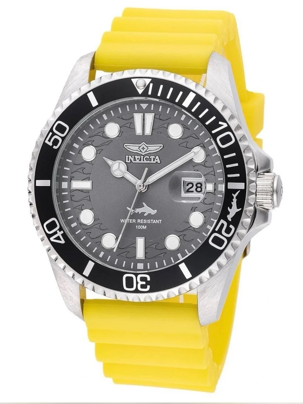 Invicta NEW Men's WATCH Yellow Silicone Strap Swim Watch with Black Bezel + sham